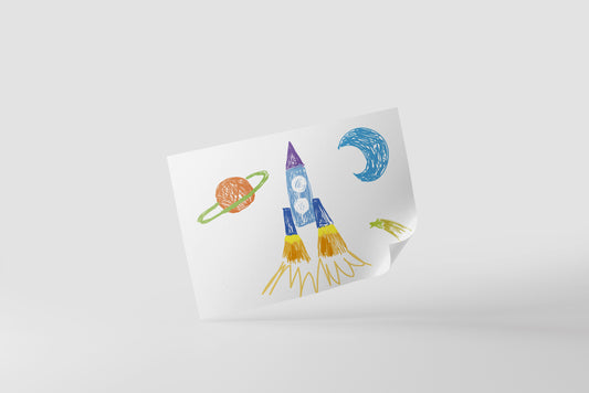 Print Child's Drawing Rocket Illustration 28x21.5cm
