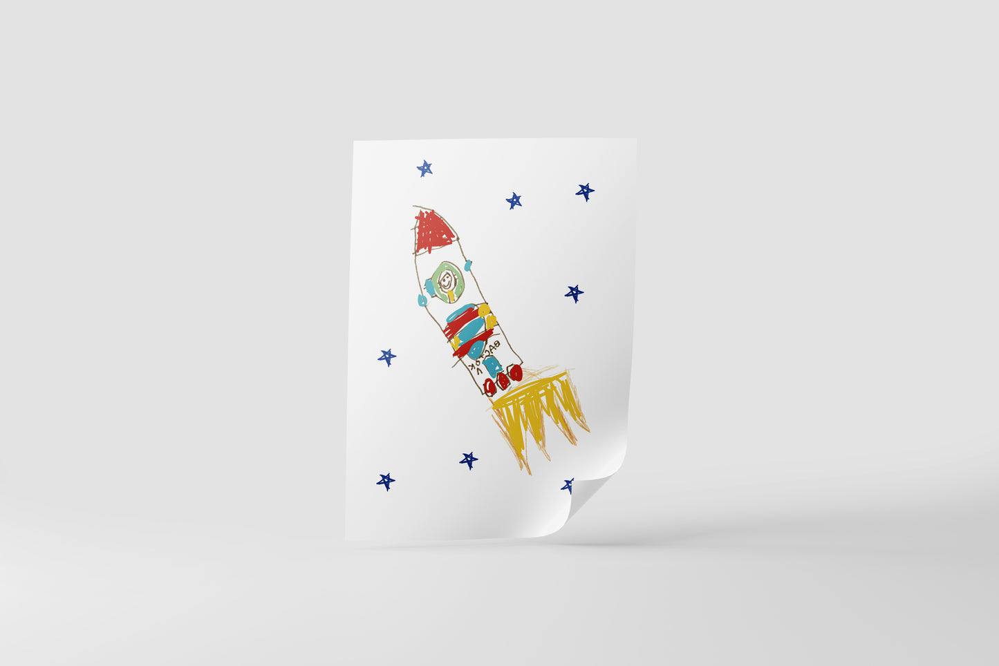 Print Child's Drawing Rocket Illustration 21.5x28cm