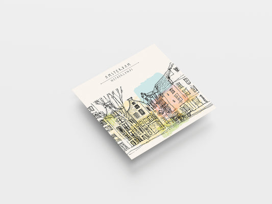 Print City Amsterdam Netherlands Illustration 70.5x72.8cm
