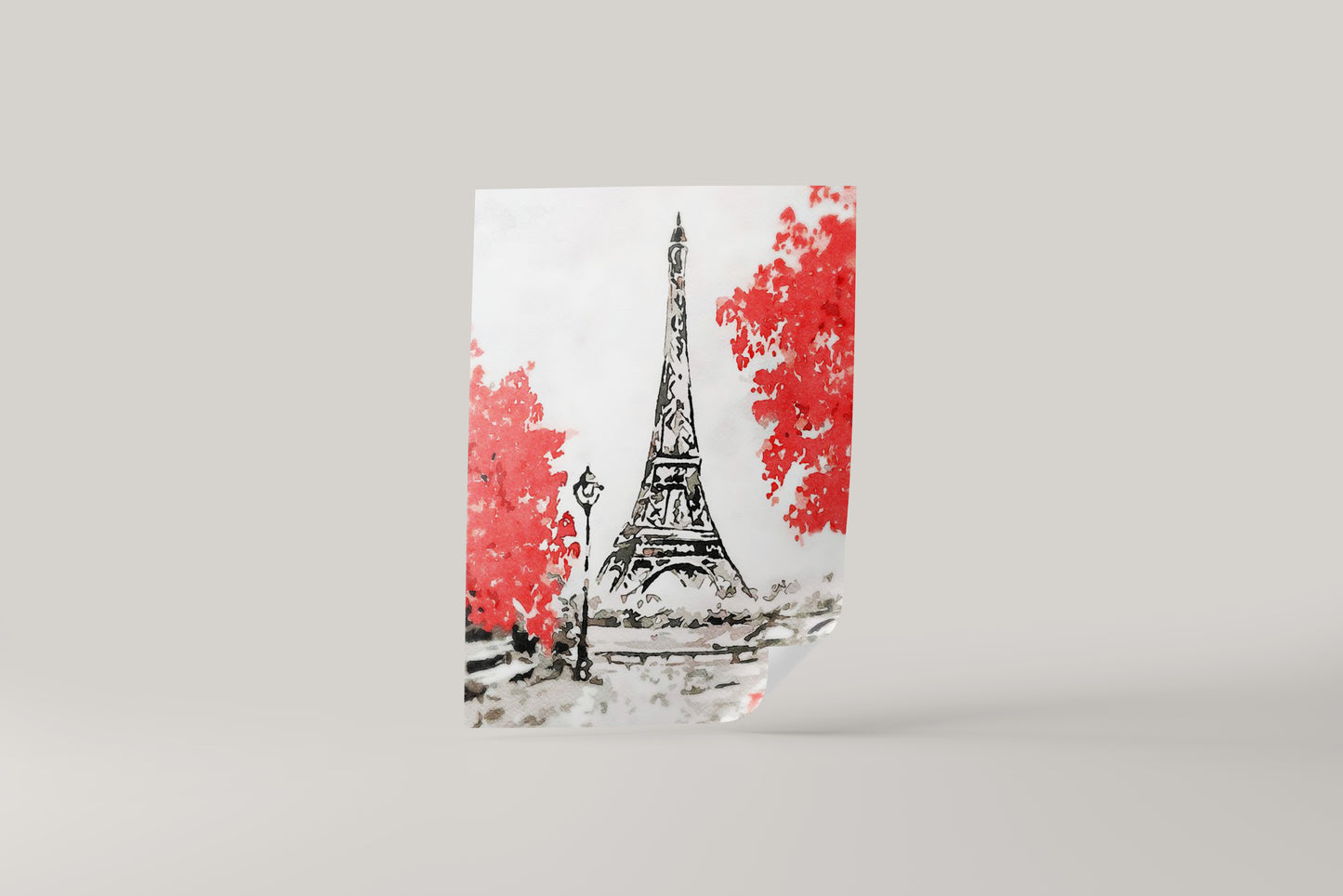 Print City Paris Eiffel Tower Watercolor Illustration 19.9x26cm