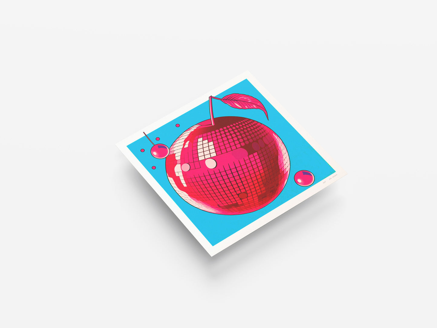 Print Food Fruit Disco Cherry Illustration 40x40cm