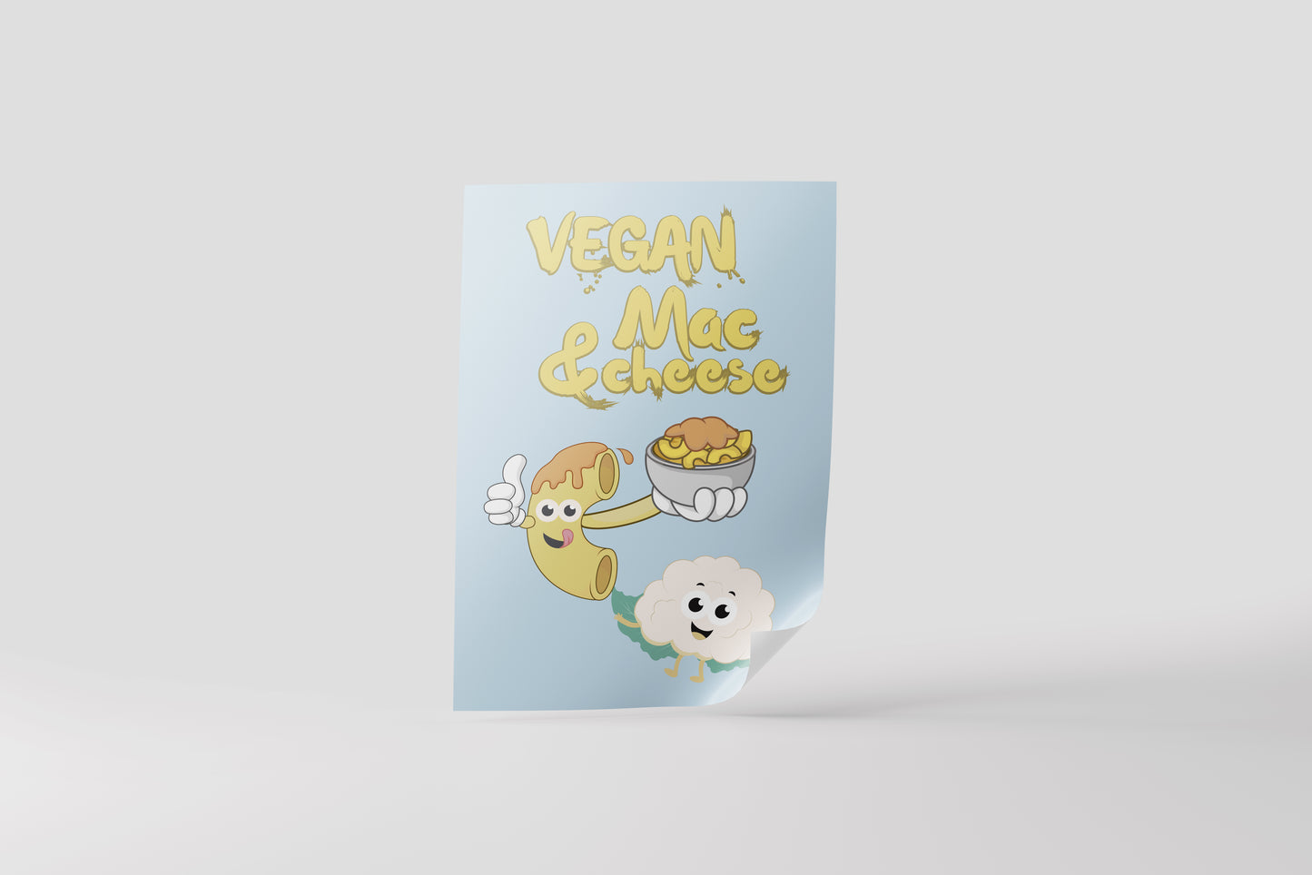 Print Food Vegan Mac & Cheese Cartoon 62x92cm