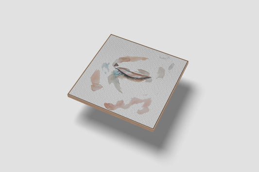 Print Abstract Human Body Eye Closed Blue Pink Illustration 20x20cm