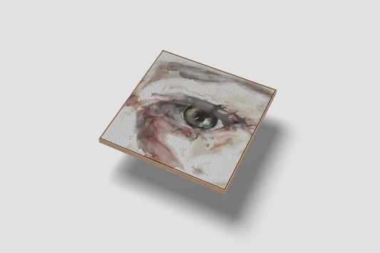 Print Abstract Human Body Eye Green Grey Yellow Illustration 20x20cm