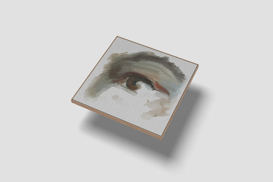 Print Abstract Human Body Eye Man Brown Grey Illustration 20x20cm