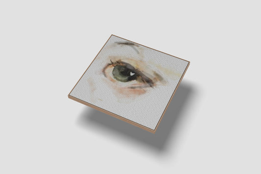 Print Abstract Human Body Eye Woman Green Yellow Orange Illustration 20x20cm
