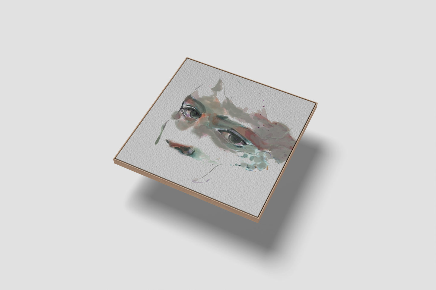 Print Abstract Human Body Eyes Woman Green Grey Illustration 20x20cm