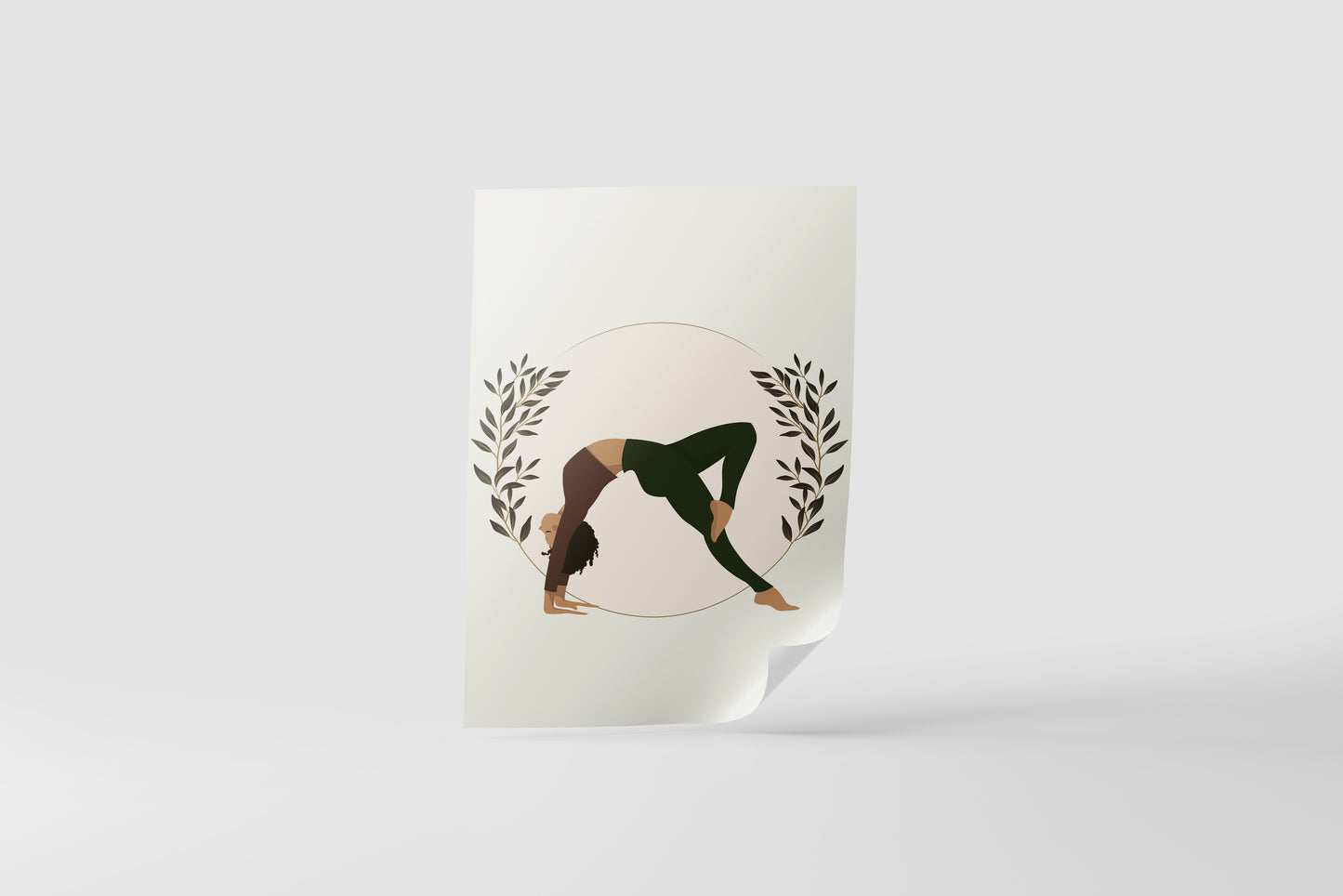 Print Woman Doing Yoga Cartoon Illustration 28x43cm