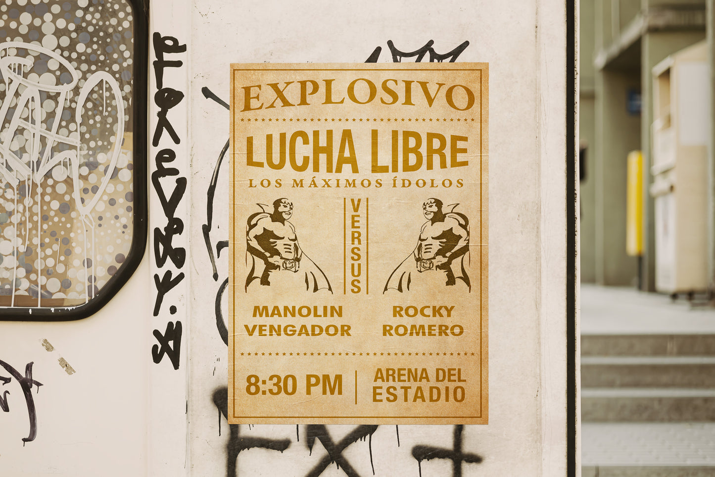 Print Lucha Libre Explosivo Vintage Advertisement 60x90cm