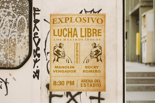 Print Lucha Libre Explosivo Vintage Advertisement 60x90cm