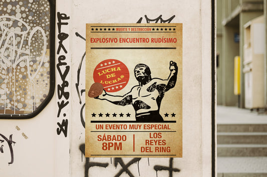 Print Lucha Libre Explosivo Encuentro Vintage Advertisement 60x90cm