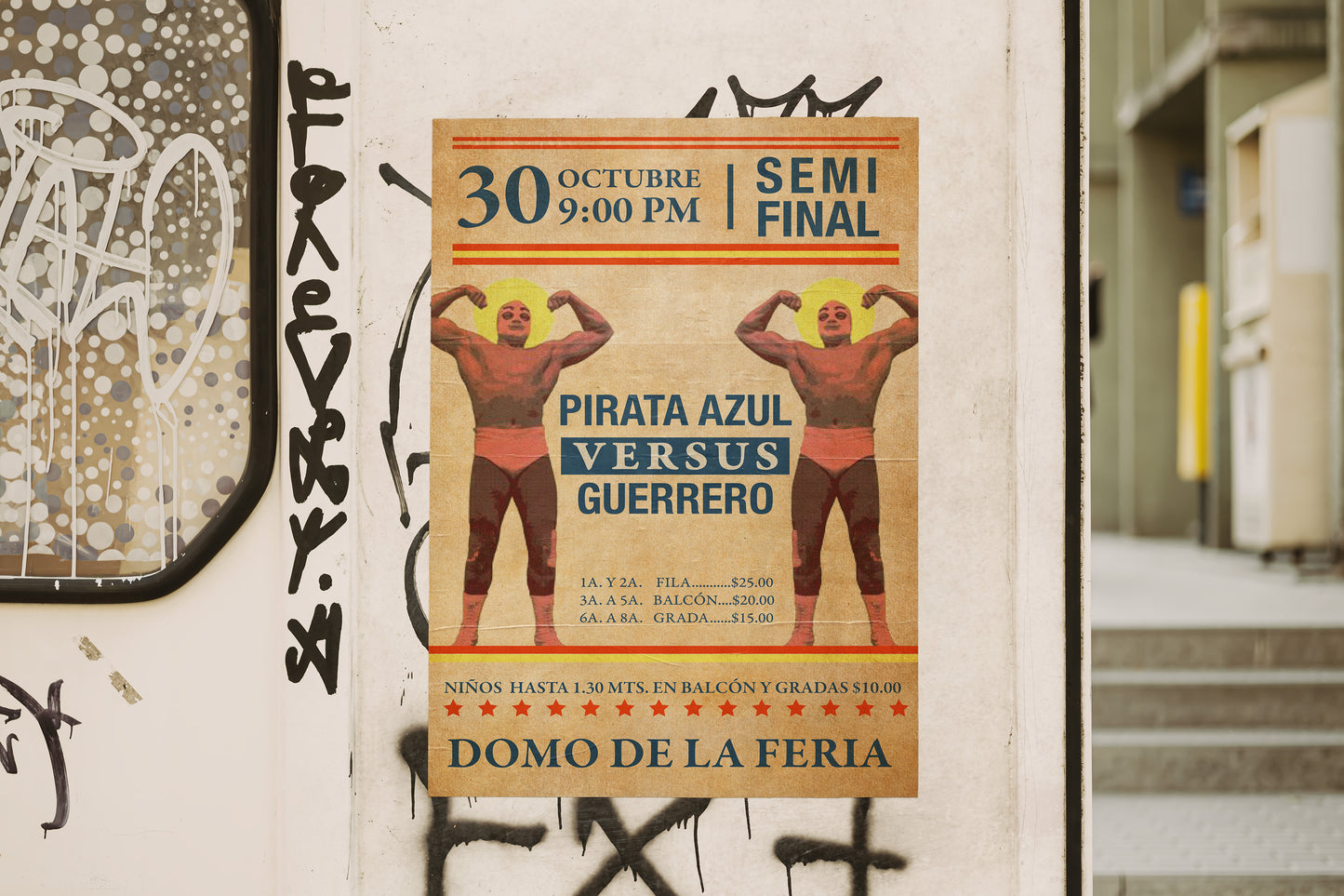Print Lucha Libre Semi Final Vintage Advertisement 60x90cm