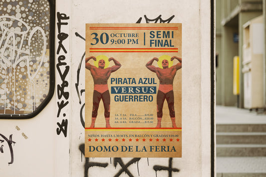 Print Lucha Libre Semi Final Vintage Advertisement 60x90cm