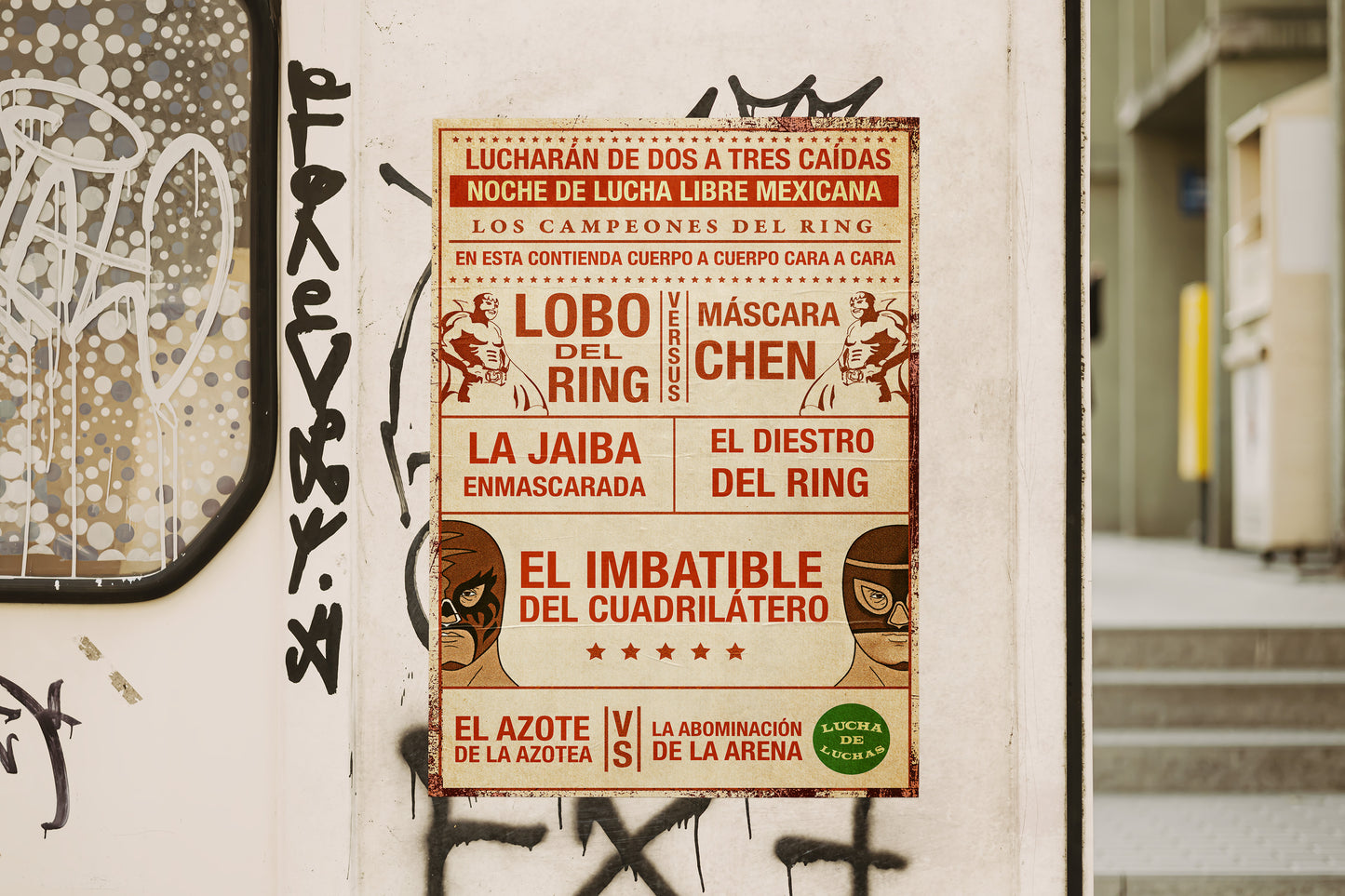 Print Lucha Libre Los Campeones del Ring Vintage Advertisement 60x90cm