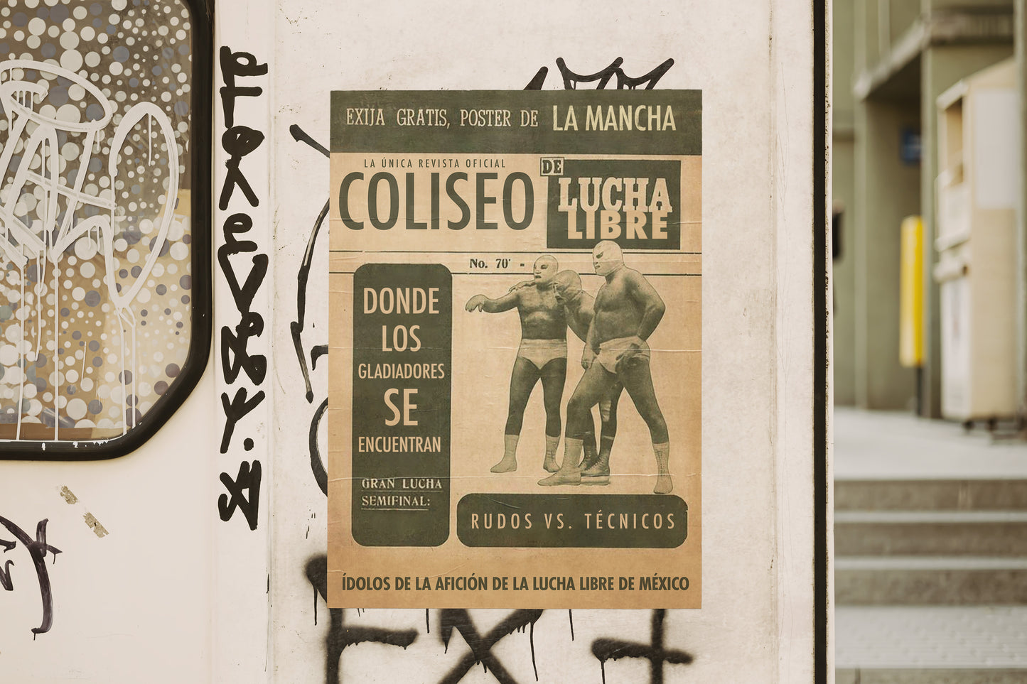 Print Lucha Libre Coliseo Magazine La Mancha Vintage 31x45cm