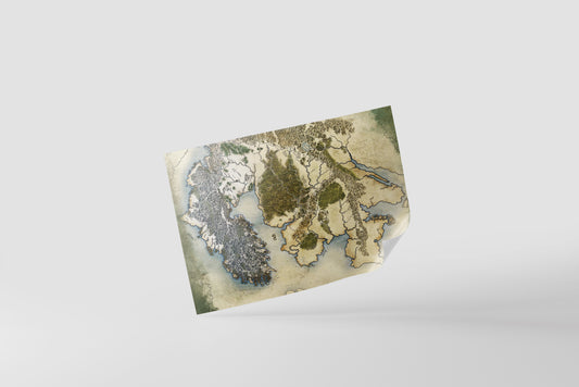 Print Map Antique Fantasy Vintage Illustration 40x25cm