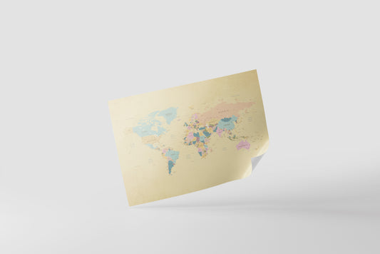 Print Map World Colors Vintage Illustration 290x208cm