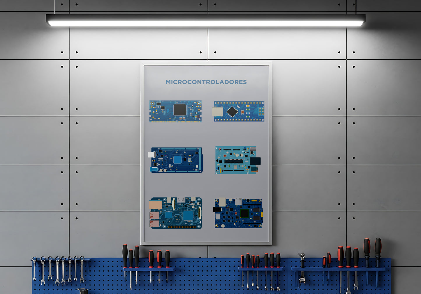 Print Technology Microcontrollers Grey Illustration 60x90cm