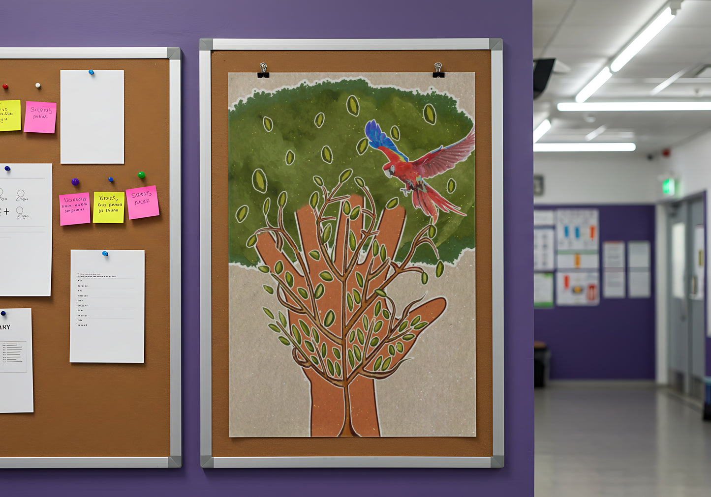 Print School Nature Environmental Hand Tree 60x90cm