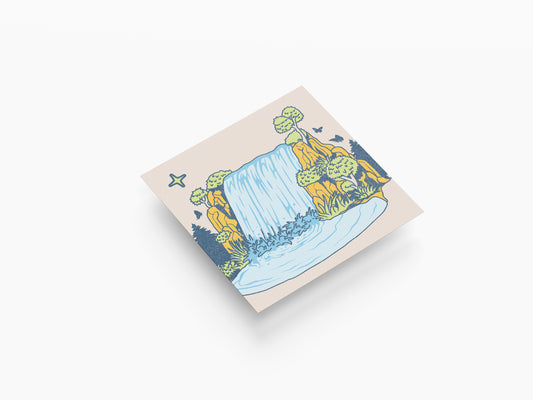Print Nature Waterfall Cartoon Illustration 25x25cm