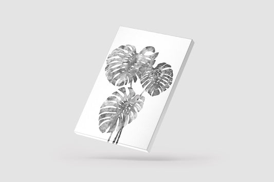 Print Nature Monstera Deliciosa Black & White Watercolor Illustration 62x83cm