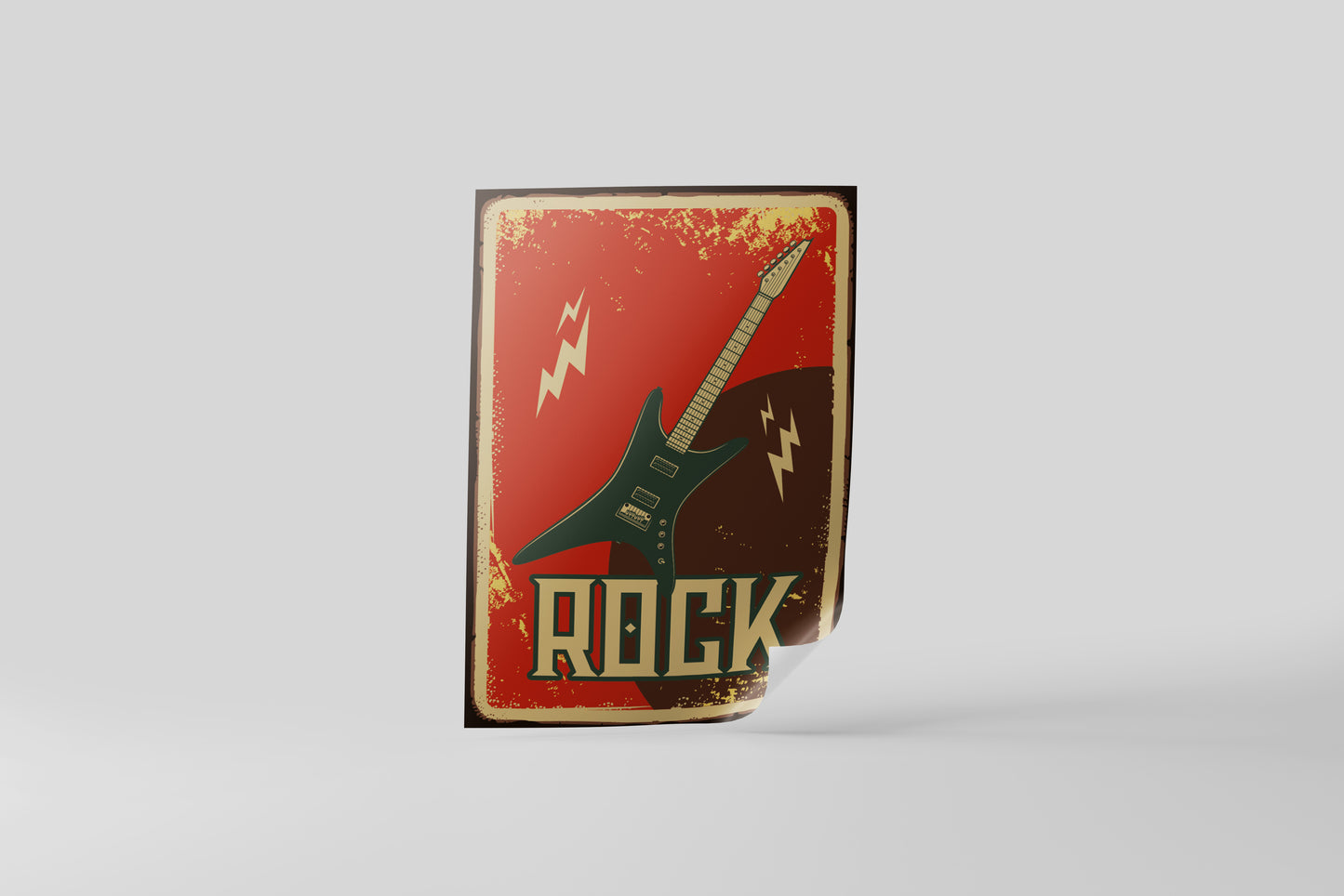 Print Rock Guitar Red Retro Illustration 24x36cm