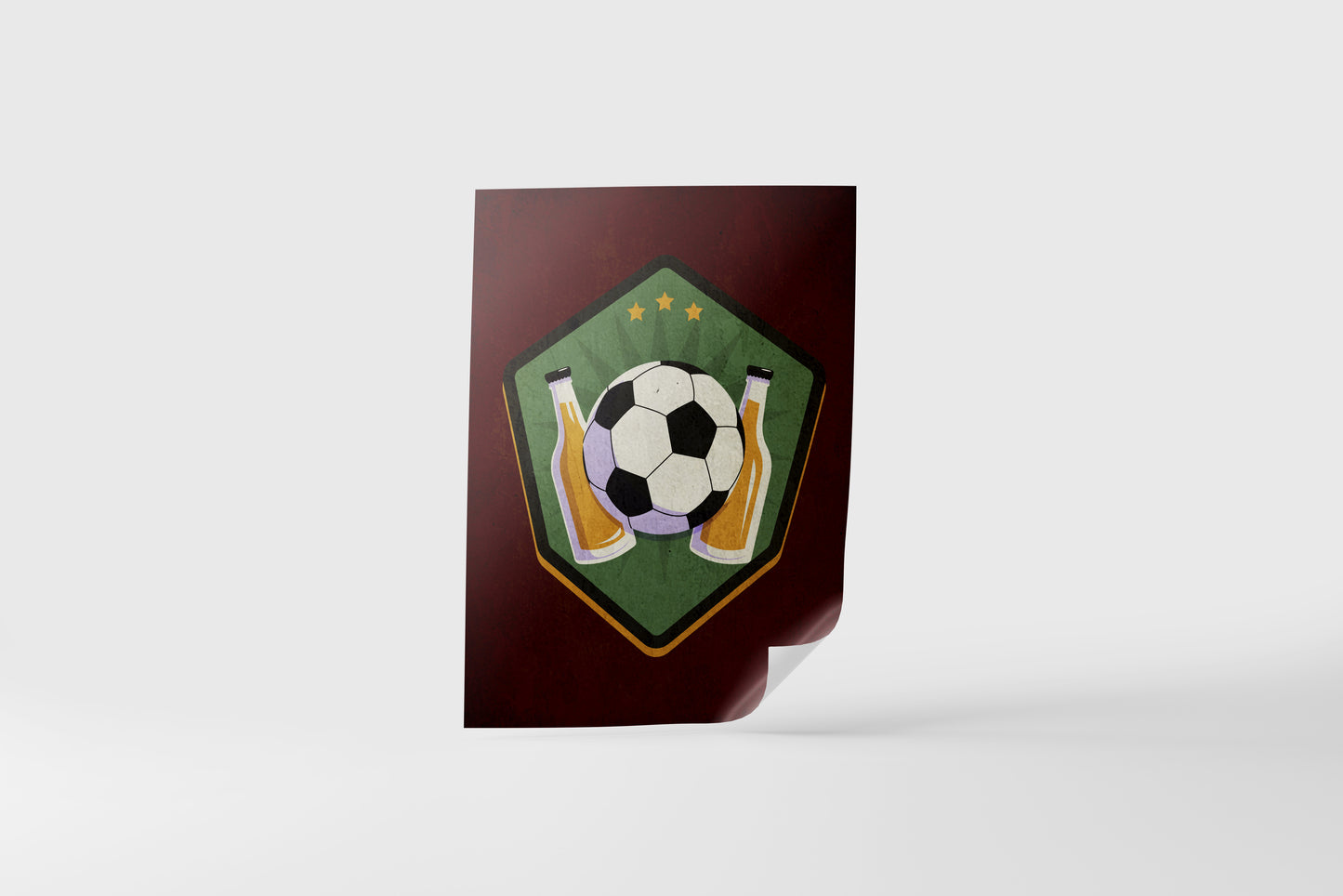 Print Sports Beer & Soccer Illustration 21.5x28cm