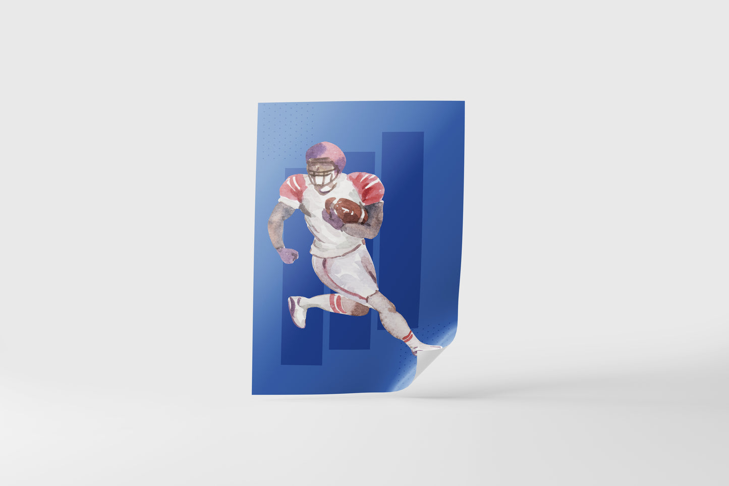 Print Sports Football Player Blue Illustration 30x50cm