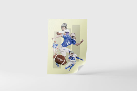 Print Sports Football Players Yellow Illustration 50x70cm