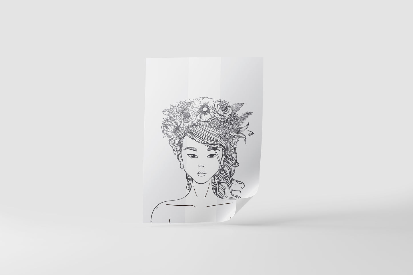 Print Woman Flowers Illustration 40x60cm