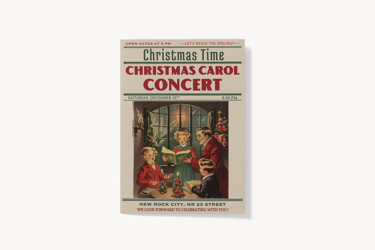 Print Xmas Christmas Carol Concert Advertisement 60x90cm
