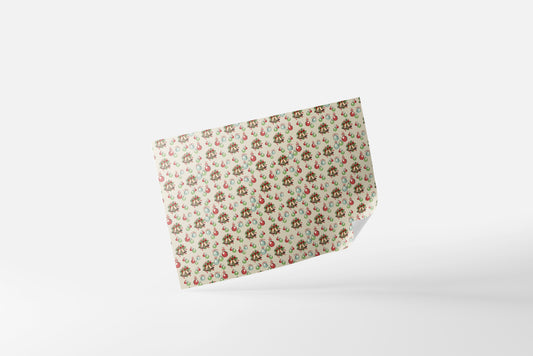 Print Xmas Festive Pattern Envelope Bells Ornaments Beige Wrapping Paper 70x50cm