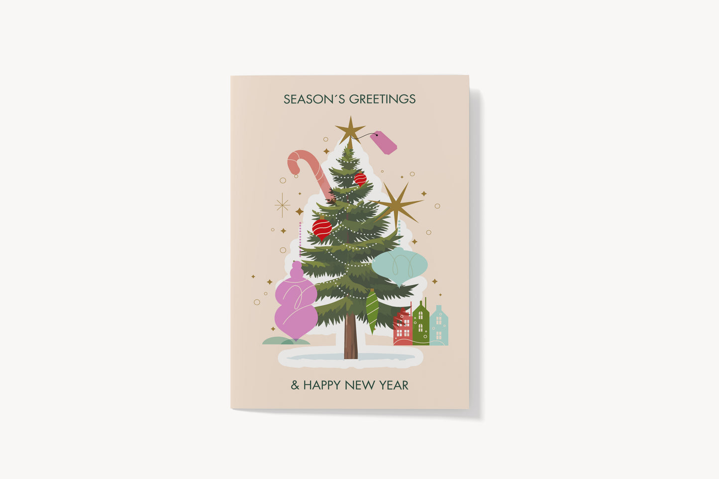 Print Xmas Festive Card Christmas Tree Illustration 10x15cm