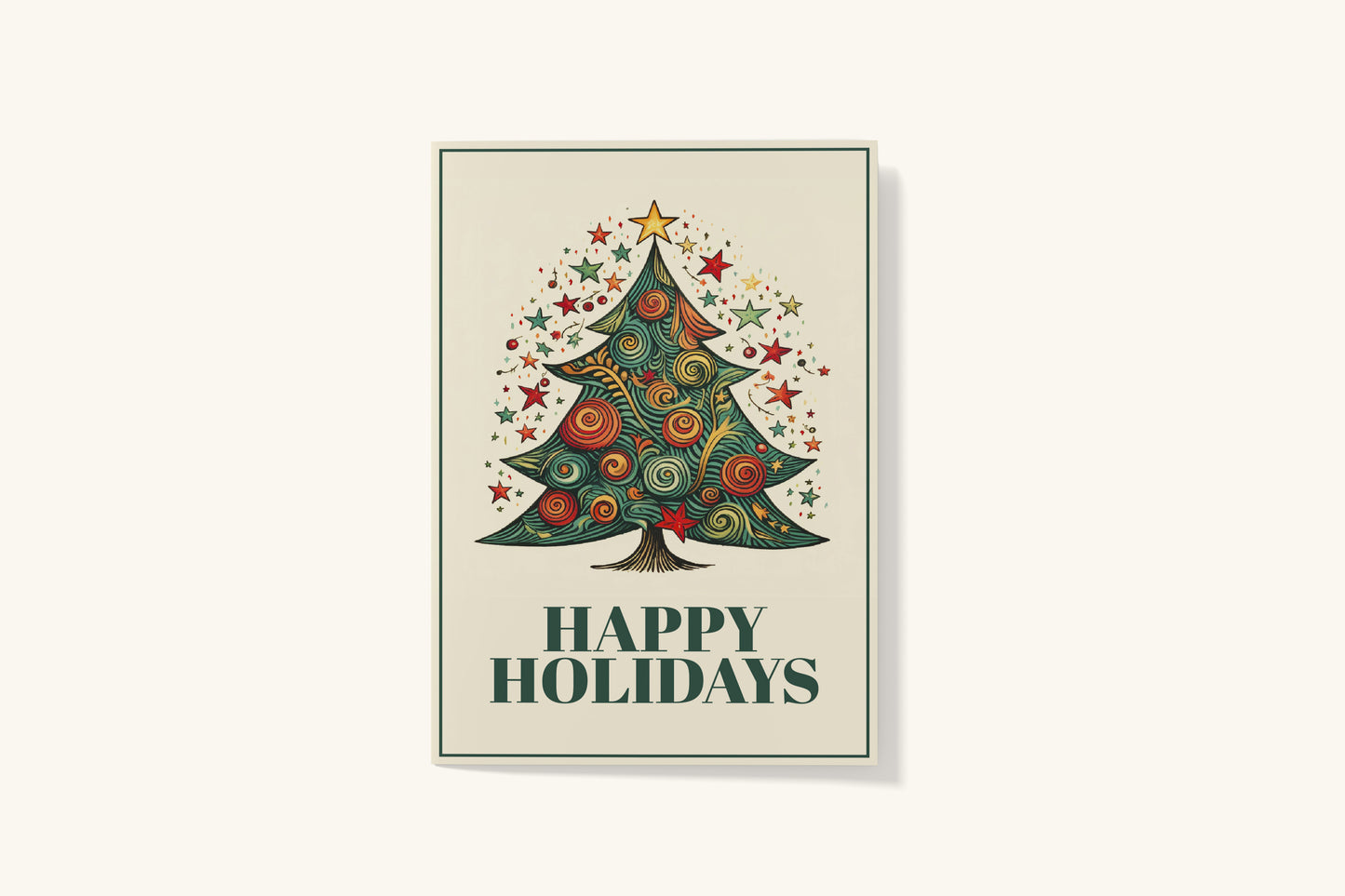 Print Xmas Festive Card Christmas Tree 3 Illustration 10x15cm