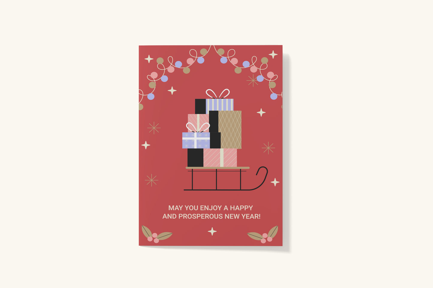 Print Xmas Festive Card Gifts Illustration 10x15cm