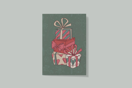 Print Xmas Festive Card Gifts 2 Illustration 10x15cm