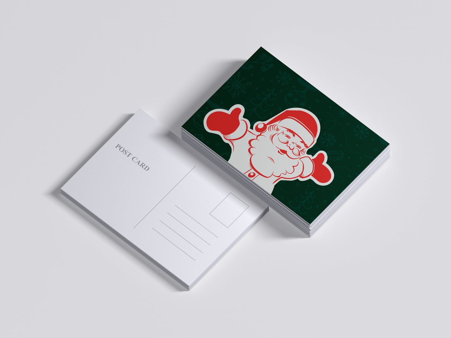 Print Xmas Festive Card Santa Smilig Illustration 15x10cm