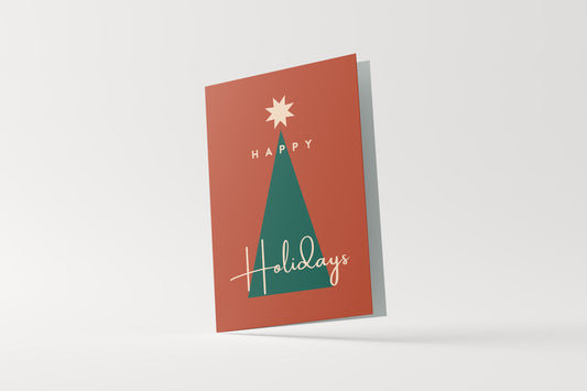 Print Xmas Happy Holidays Tree Illustration 60x90cm