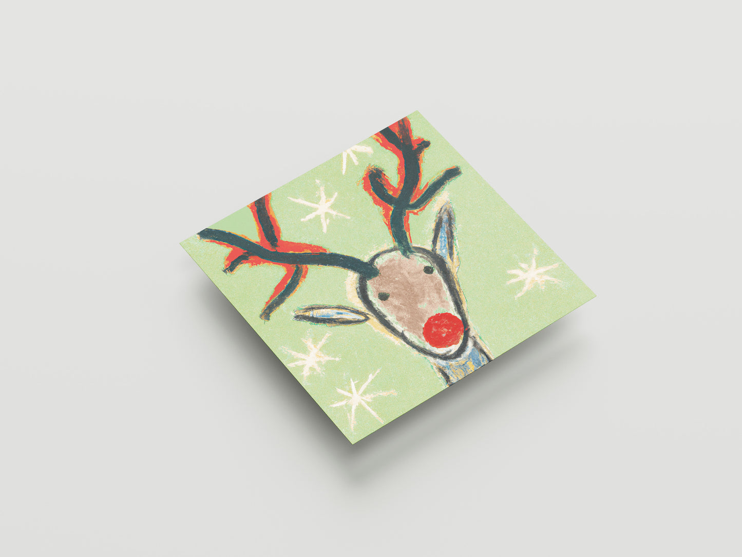 Print Xmas Reindeer Drawing Vintage Illustration 36x36cm