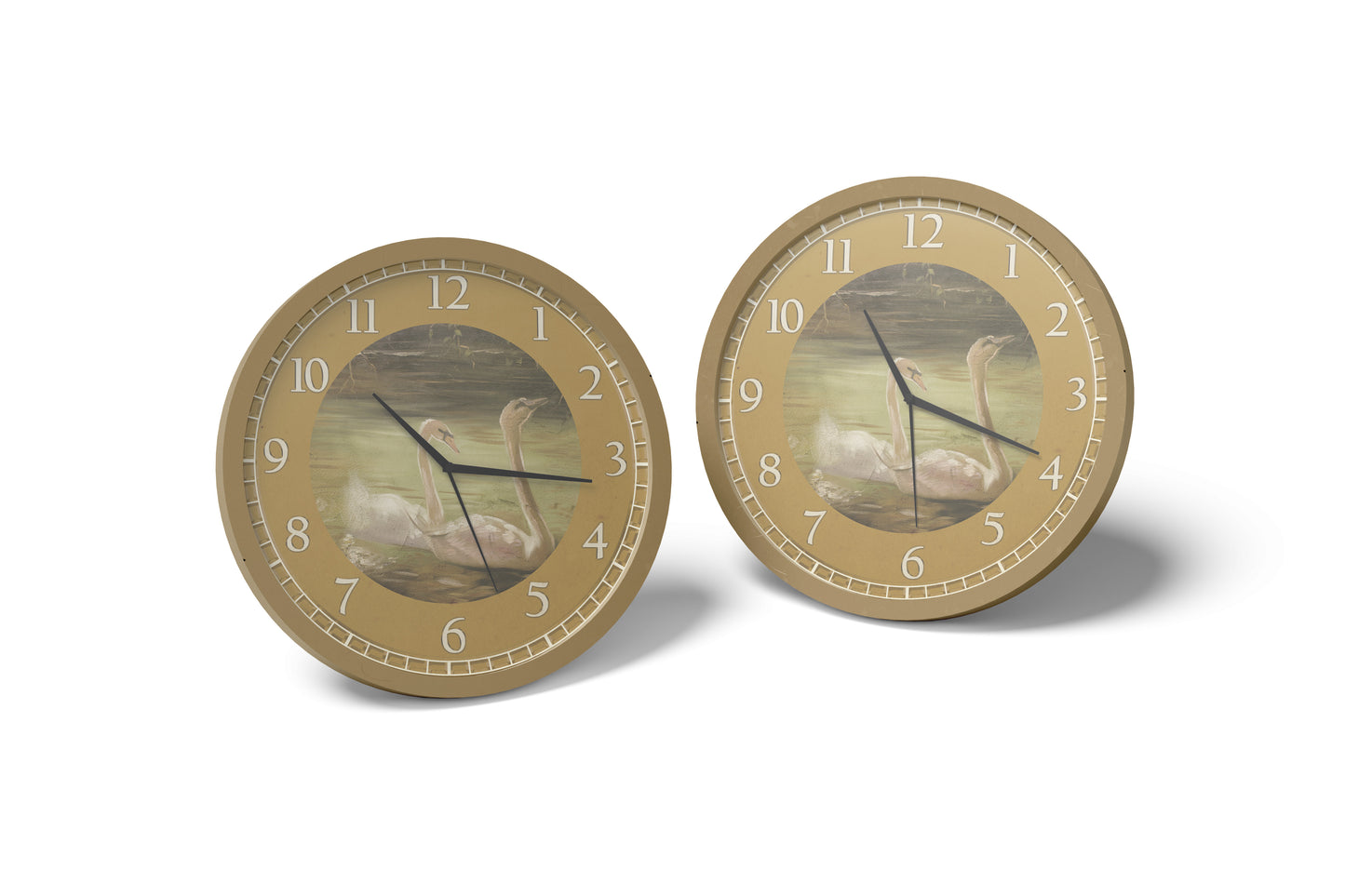 Prop Clock Vintage With Swans 38x38cm