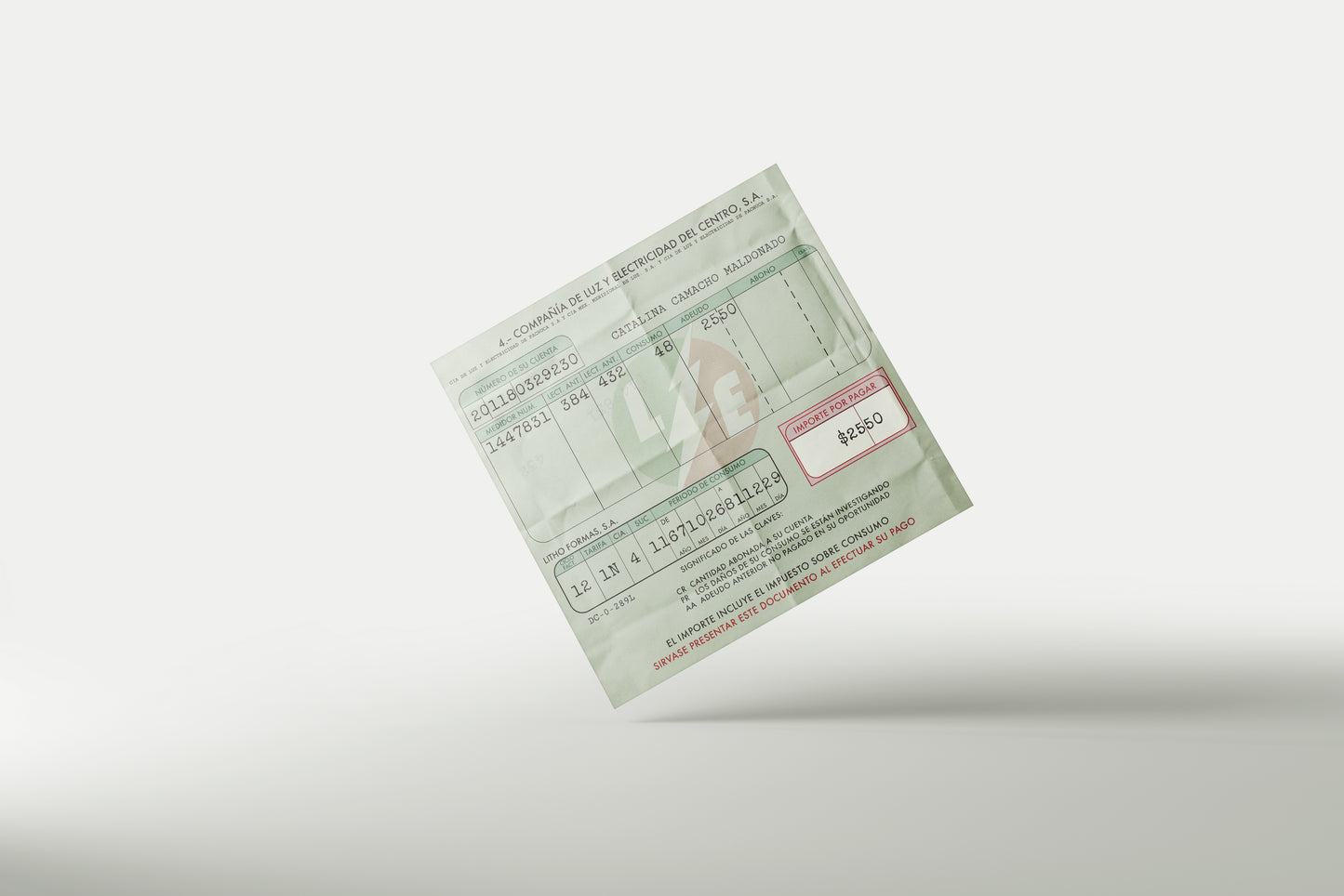 Prop Documents Comprobante Luz 13.5x13cm