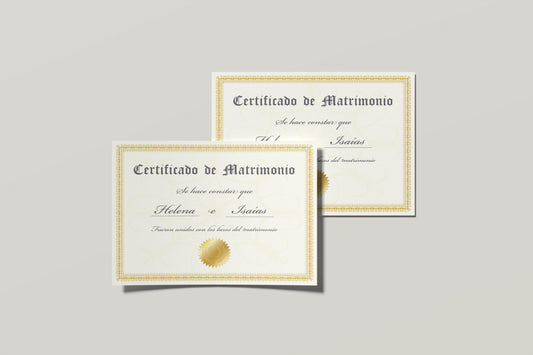 Prop Marriage Certificate Golden 27.9x21.5cm