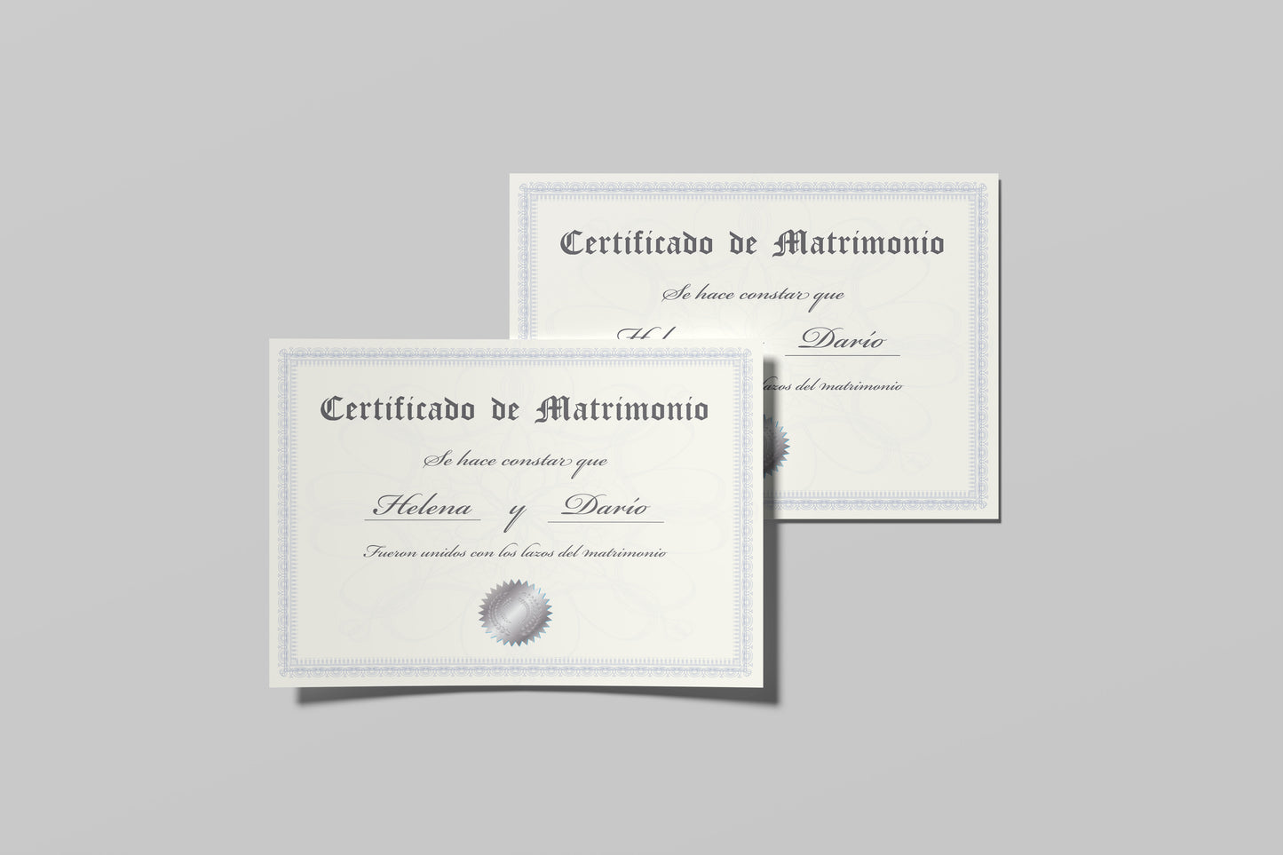 Prop Marriage Certificate Silver 27.9x21.5cm