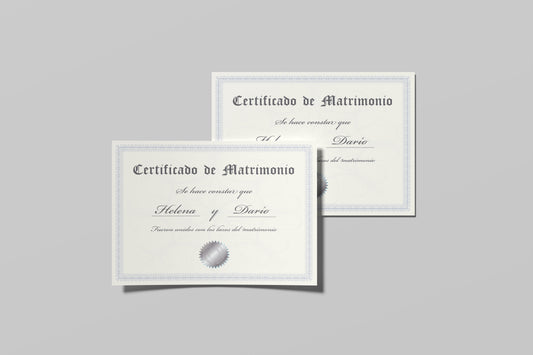 Prop Marriage Certificate Silver 27.9x21.5cm