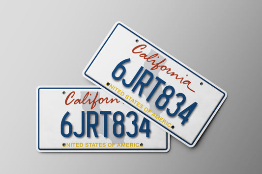 Prop License Plate California USA White Blue 30x15cm