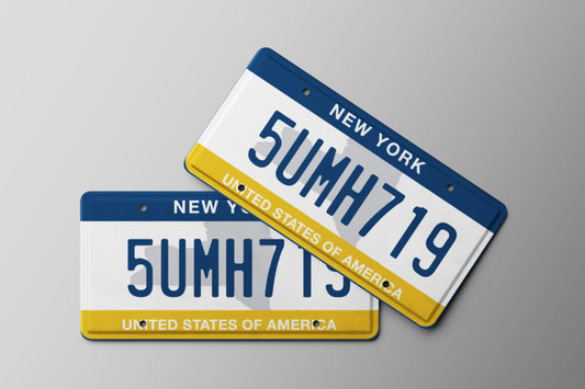 Prop License Plate New York White Blue Yellow 30x15cm