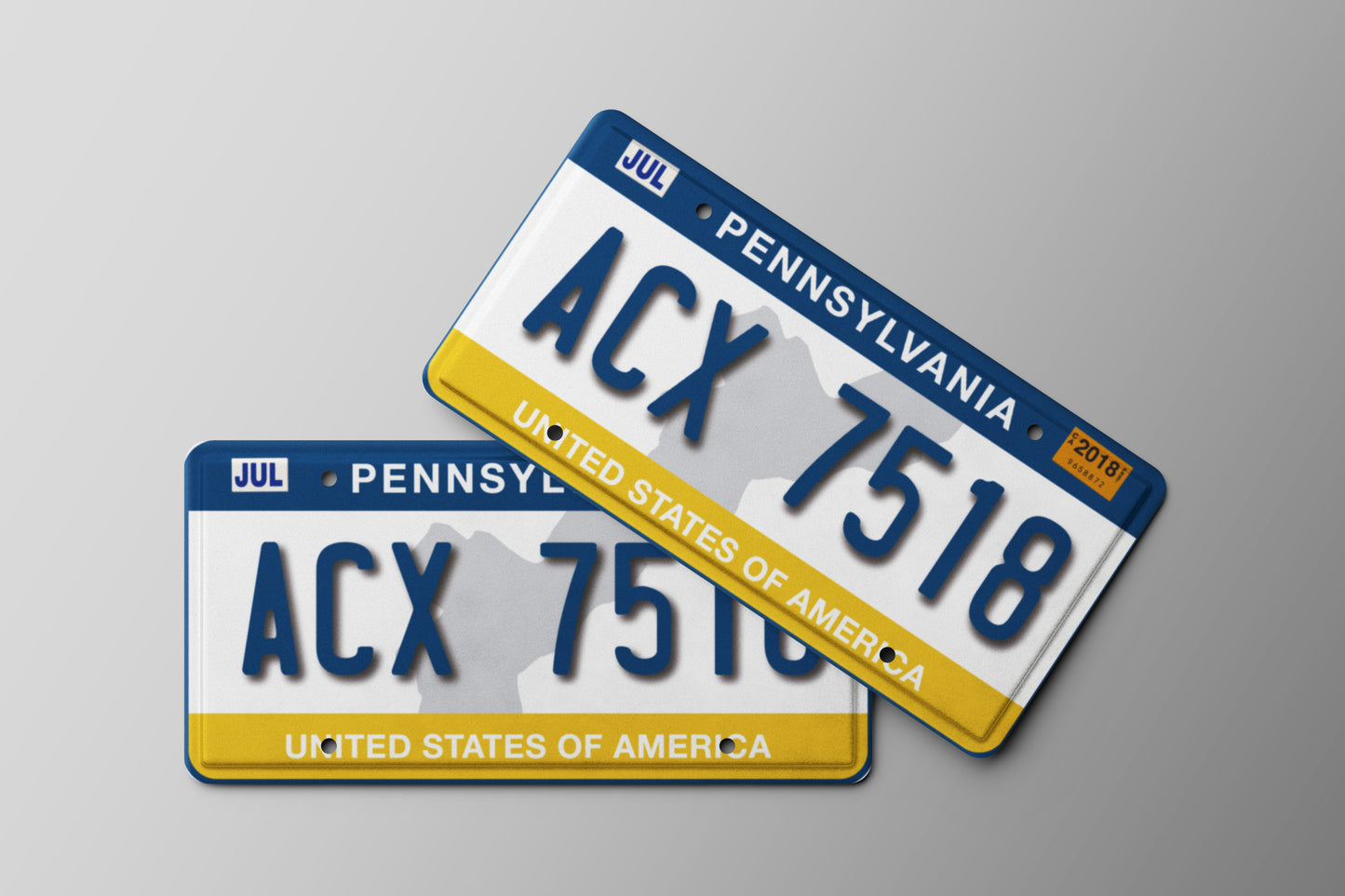 Prop License Plate Pennsylvania White Blue Yellow 30x15cm