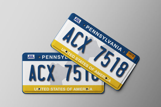 Prop License Plate Pennsylvania White Blue Yellow 30x15cm