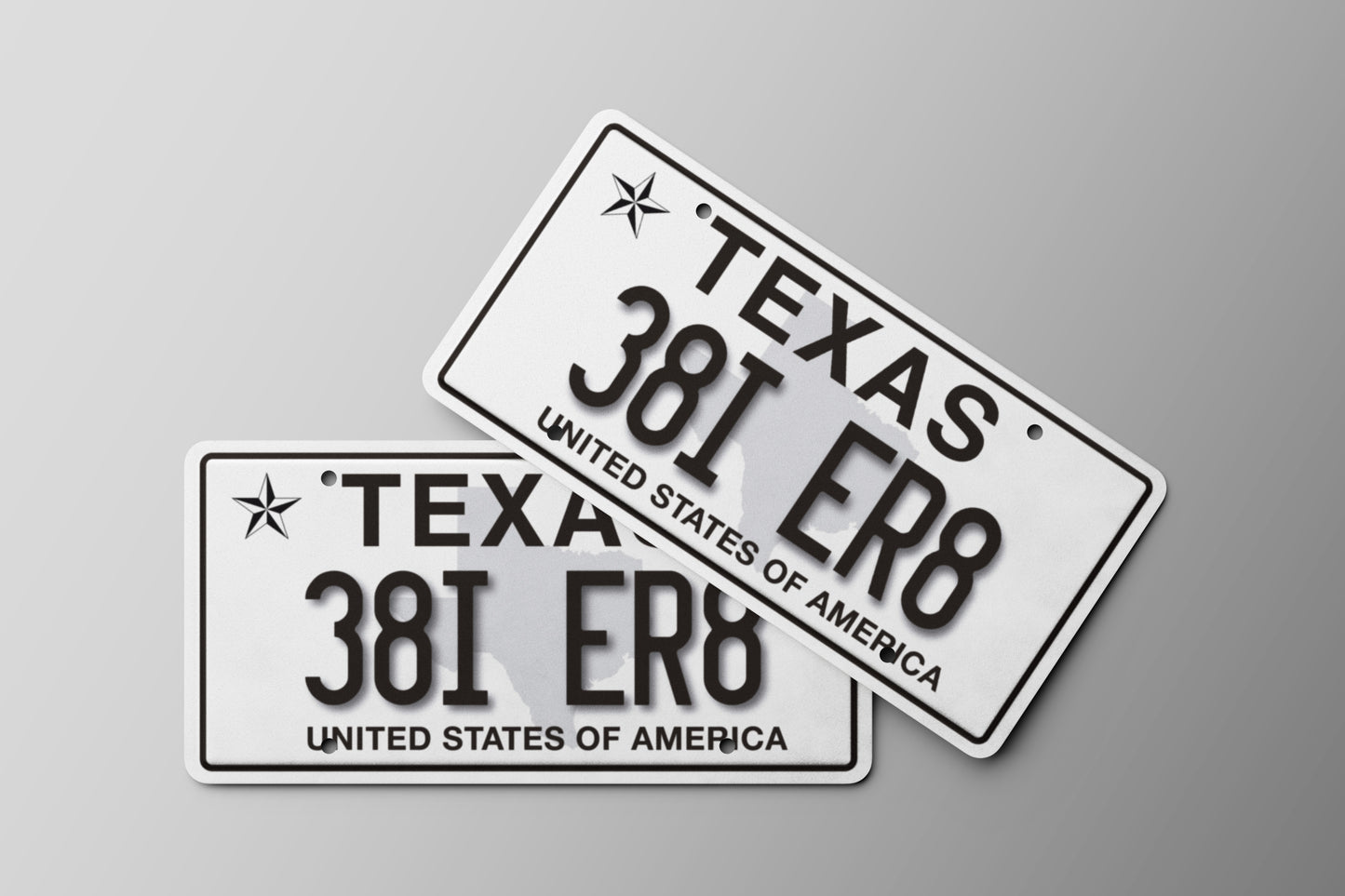 Prop License Plate Texas USA White Black 30x15cm