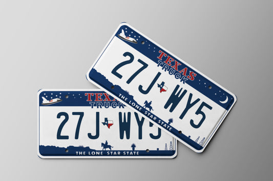Prop License Plate Texas Truck White Blue 30x15cm